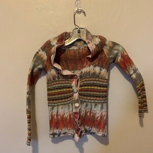 Girls Multicolor Knit Button-Up Cardigan Jacket
